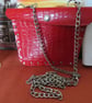Crossbody faux leather bright red studded bag.