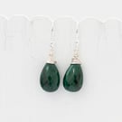 Top Quality Green Malachite Briolette and Sterling Silver Earrings 