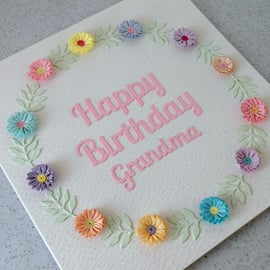 Happy birthday grandma, birthday card - handmade, quilled, paper quilling