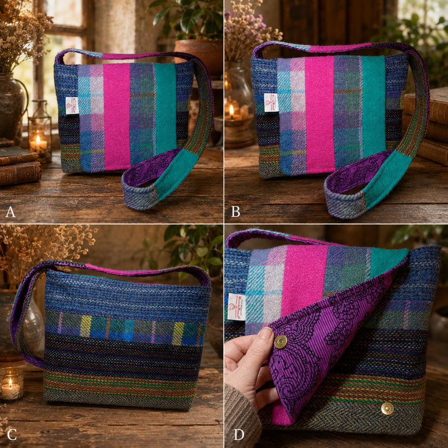 Harris Tweed patchwork crossbody bag