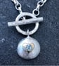 Aquamarine Necklace, silver fob necklace, gold heart necklace, silver toggle ,  - Image 5