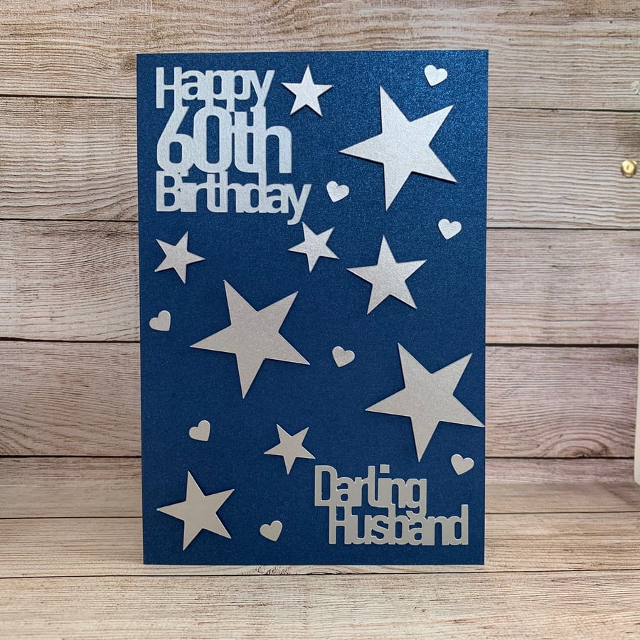 Handmade 60th Birthday Card. Husband Card. Birthday Card. Husband 60th Card.