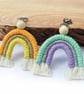 Macrame Rainbow keychain, Cotton Rainbow bag charm - Image 1
