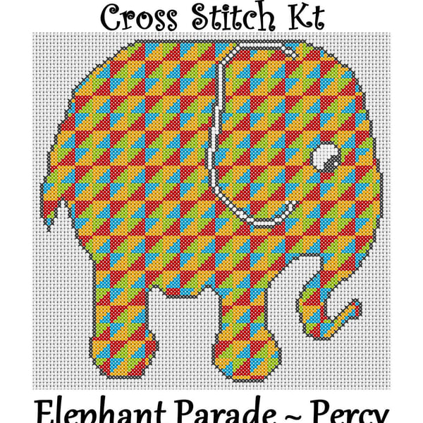 Elephant Parade Cross Stitch Kit Percy Size Approx 7" x 7"  14 Count Aida