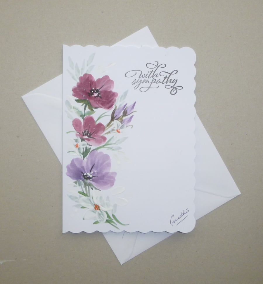 hand painted original art sympathy card ( ref FA 71 J3 )