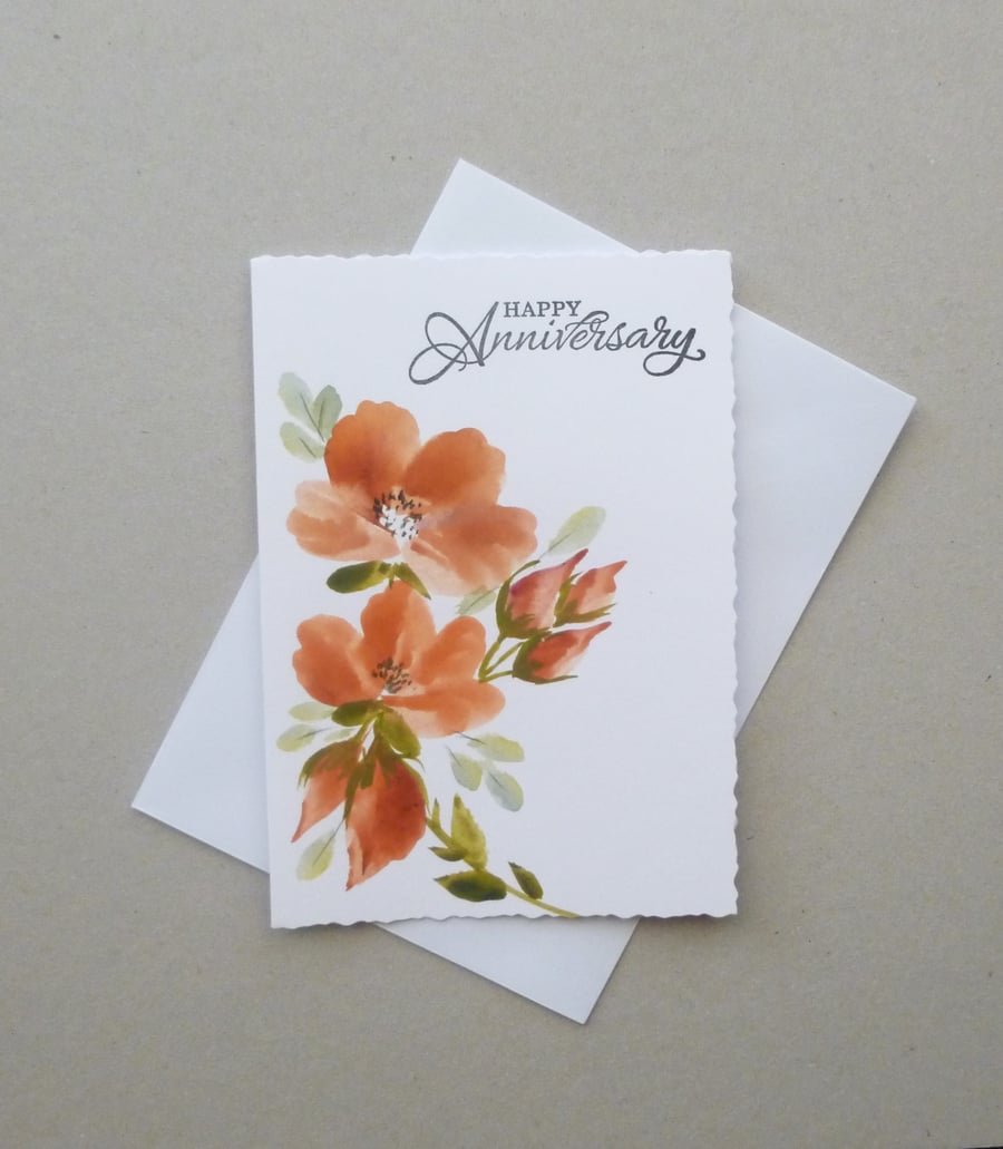 hand painted anniversary card, ( ref F 766 A5 )