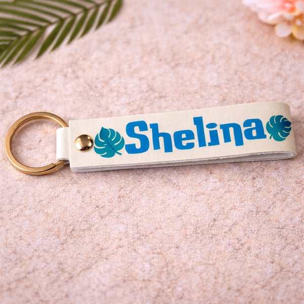 Personalised Faux-Leather Wristlet Keyring'
