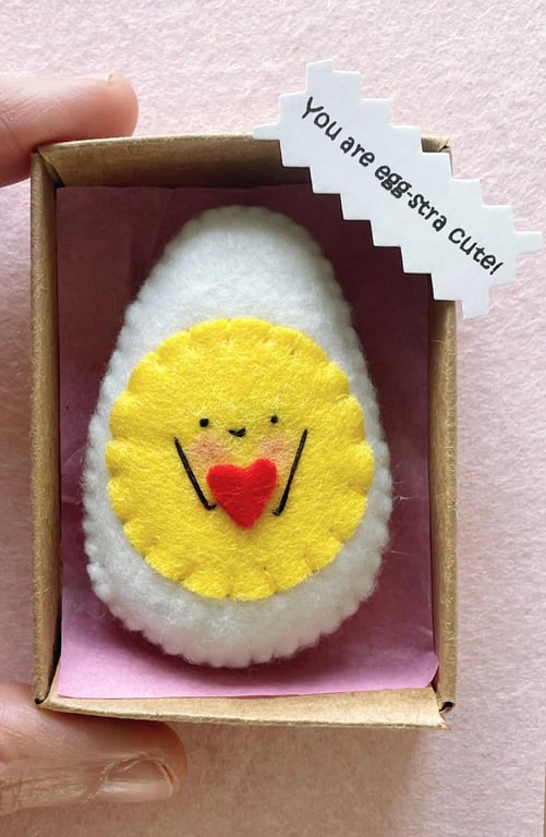 Boiled Egg Plushie, Personalised Love Note, cute messenger 