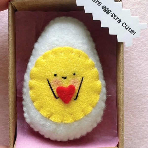 Boiled Egg Plushie, Personalised Love Note, cute messenger 