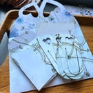 Handmade Vintage Floral Bicycle Envelope, Paper Clip Bookmarks, Postcards bundle