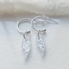 Silver Glitter Encrusted Resin Lightning Bolt Hoop Earrings - Silver Hoop