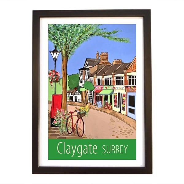 Claygate Surrey travel poster print by Susie West