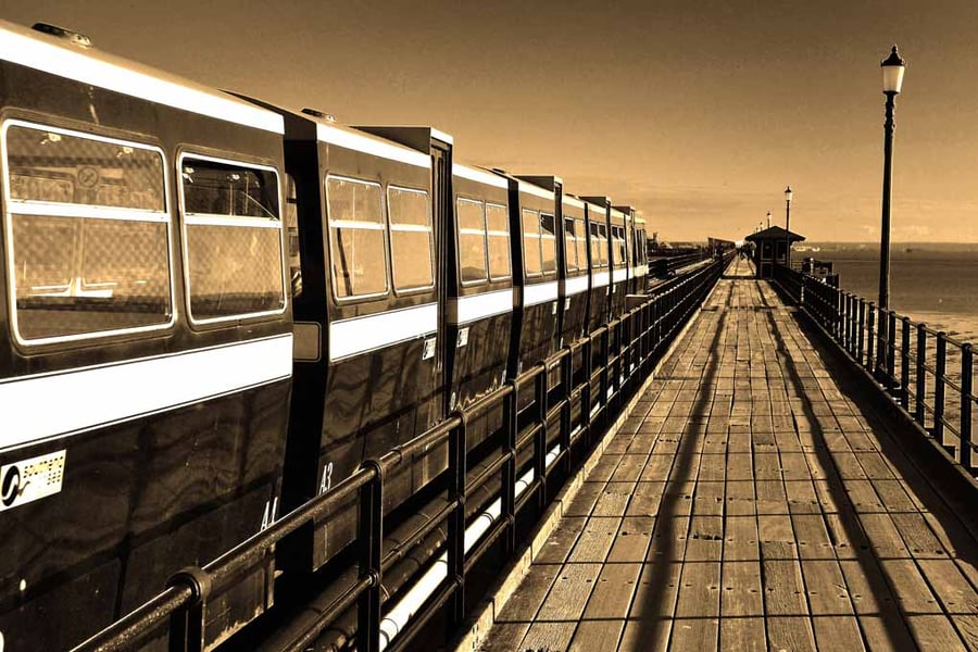 Southend on Sea Pier And Railway Train Essex UK 18"x12" Print