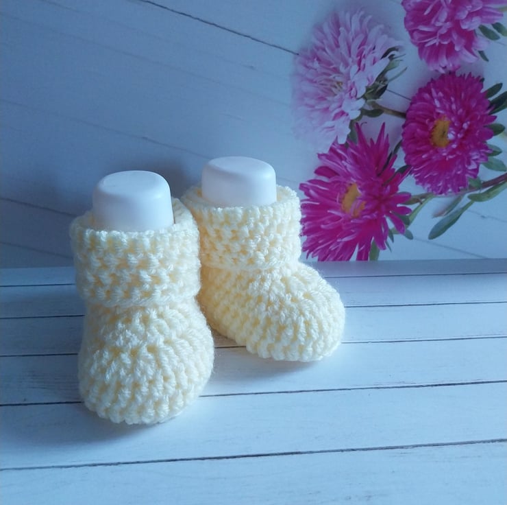 GenderNeutral Crocheted Lemon Baby Booties, Co... Folksy