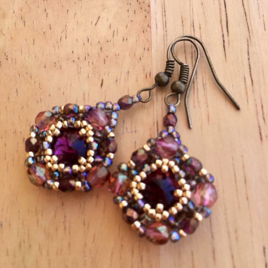 Dainty Brown And Gold Small Dangle Earring