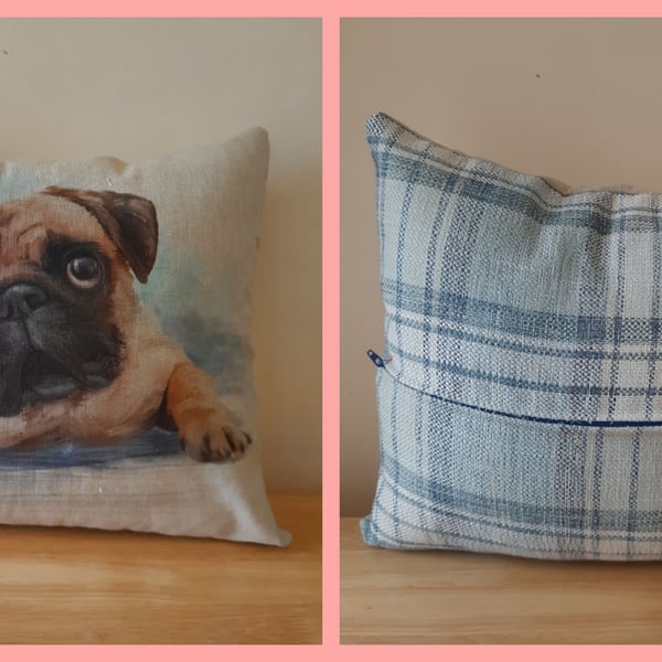 Pug Pattern Cushion Cover