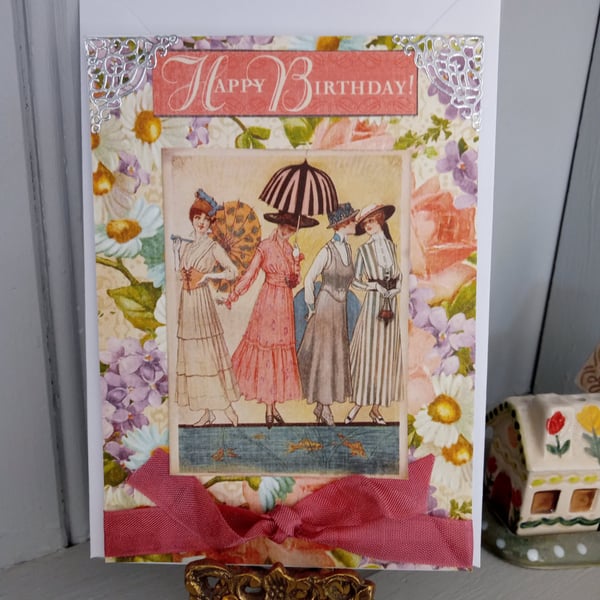 Vintage-style Birthday Card - Pretty Birthday Card - Treasured Keepsake