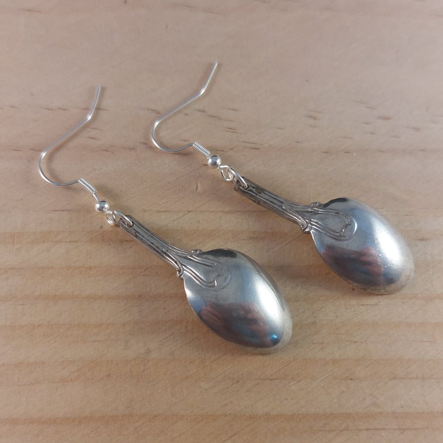 Upcycled Silver Plated Sugar Tong Spoon Earrings (SPE102507)