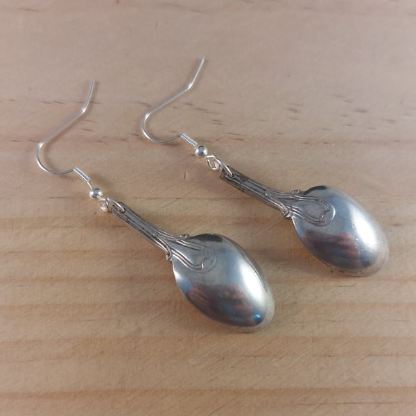 Upcycled Silver Plated Sugar Tong Spoon Earrings (SPE102507)