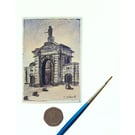 Original ACEO Mini Watercolour and  Ink Painting Royal William Yard, Plymouth