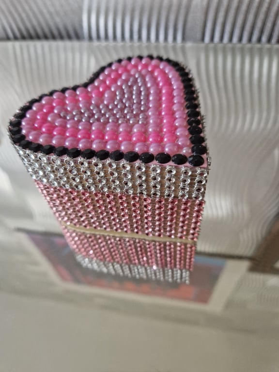 Heart shaped wooden box. 