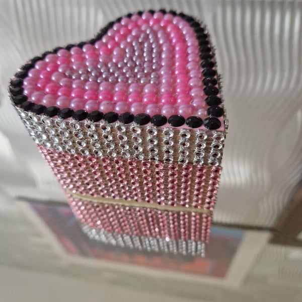 Heart shaped wooden box. 