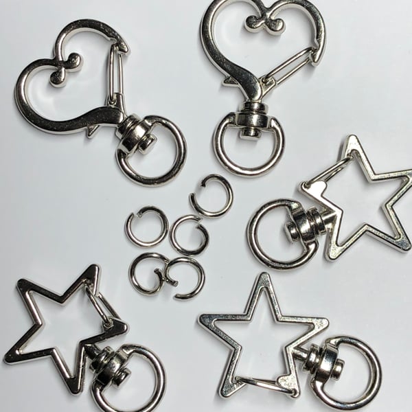 Star and Heart shape gold coloured keyring bag clips