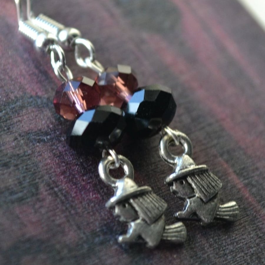 Witch earrings with crystals