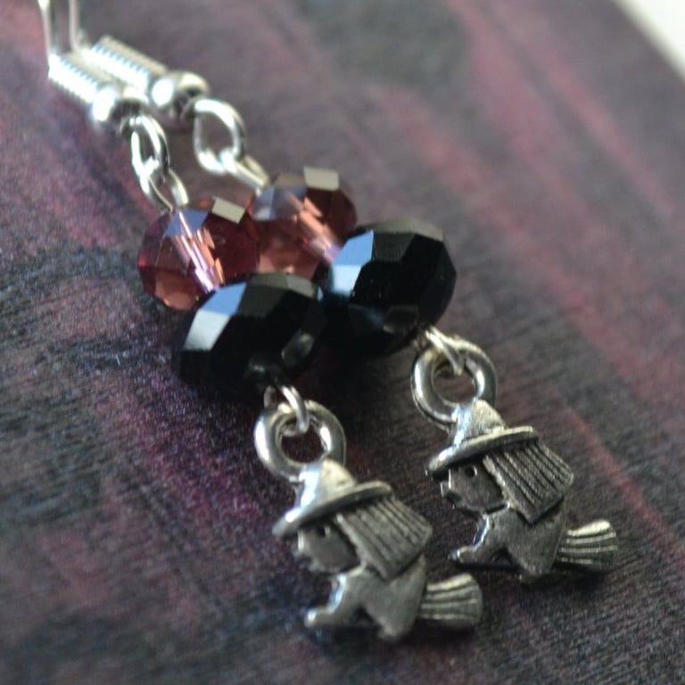 Witch earrings with crystals