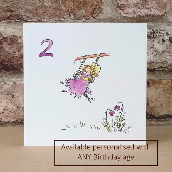 Birthday Card Fairy Swing - Personalised with any age
