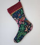Luxury Christmas Stocking - Blue Bird of Paradise - upcycled and vintage fabrics - Image 7