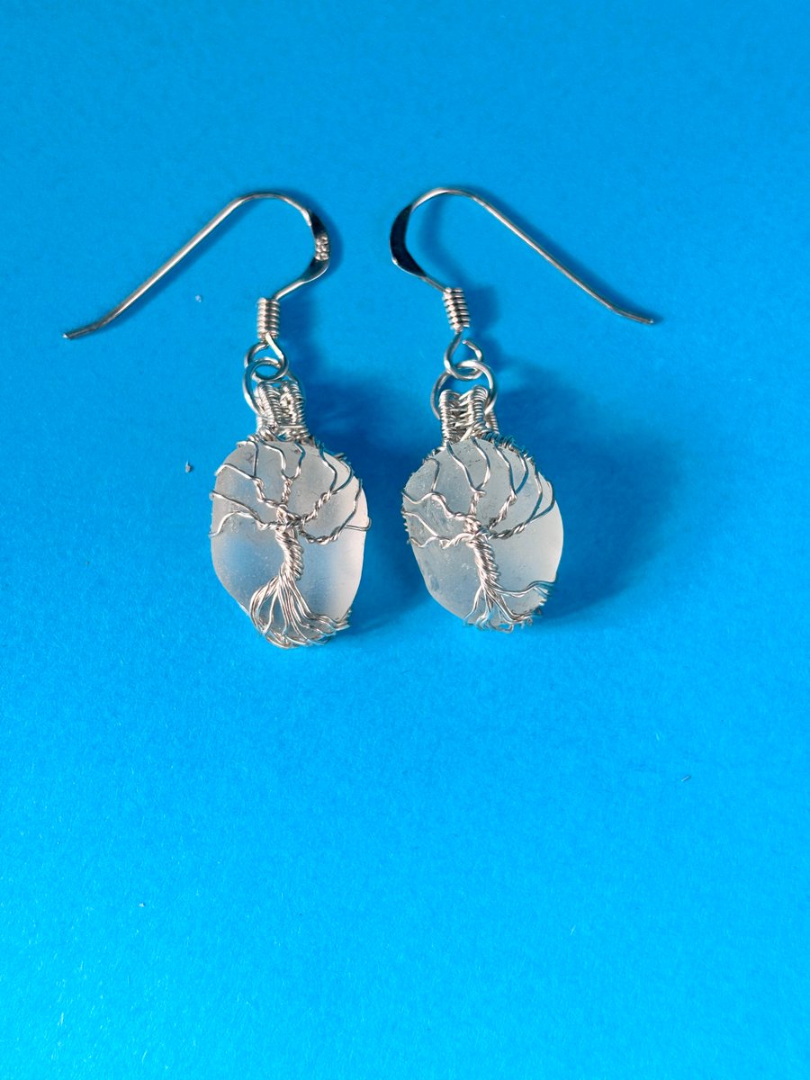 Tree of Life Scottish sea glass earrings