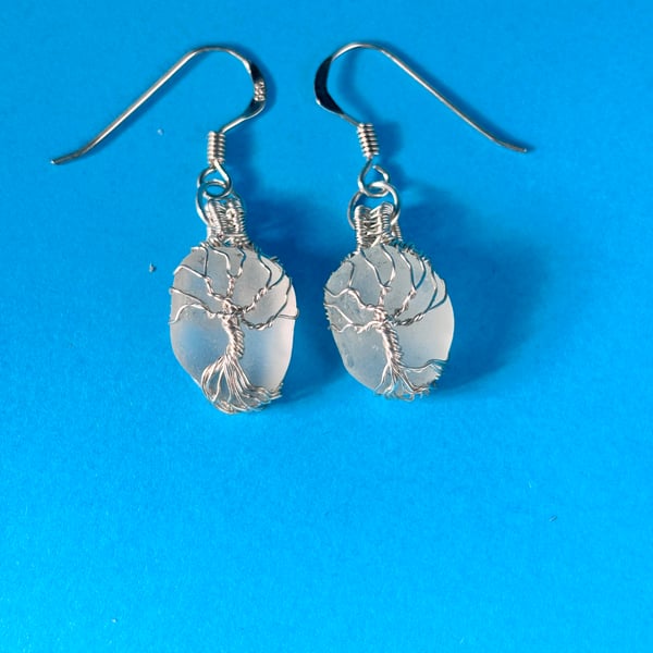 Tree of Life Scottish sea glass earrings