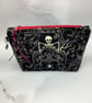 Skeletons makeup bag, Gothic zip bag, 2 size options, Handmade - Image 3