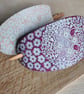 Extra-large leather hair barrette with wooden stick. Hand Stamped Hair Clip in W - Image 4