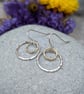 Silver and Gold Hammered 2 Circle Earrings - JBJ1015 - Image 5