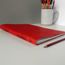 A4 Red Leather Sketchbook in full grain leather. Free UK Shipping. 