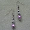 Lilac Shell Pearl, Haematite and glass bead Gunmetal Earrings