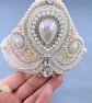 Ivory White Cultured Pearls, Ethiopian Opal & Zircon Beaded Bridal Tiara Crown  - Image 5