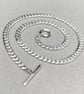 Oxidised or polished sterling silver heavy curb chain unique T bar necklace - Image 3
