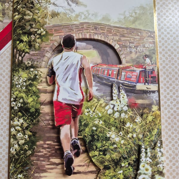 Male runner birthday or marathon card 