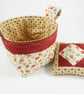 Patchwork Table Top Sewing Basket and Pincushion Set - Image 5