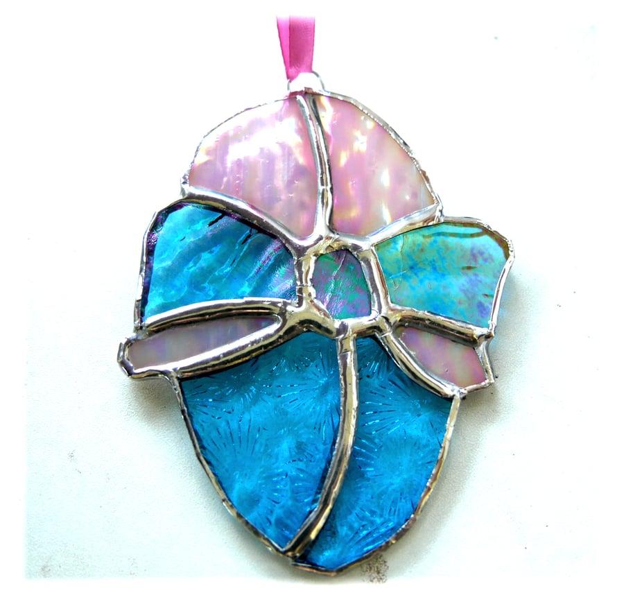 Easter Egg Suncatcher Stained Glass Handmade Turquoise Pink 