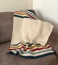 BLANKET , throw . Wool blend . Stripes .Cot , stroller, nursery . - Image 6