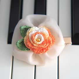 Champagne Microcrochet Rose Hair Clip 