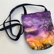 Sunrise tree velvet cross body evening special occasion bag. 