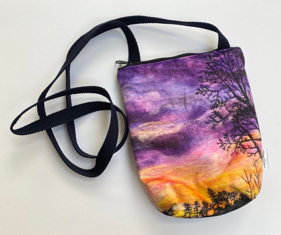 Sunrise tree velvet cross body evening special occasion bag. 
