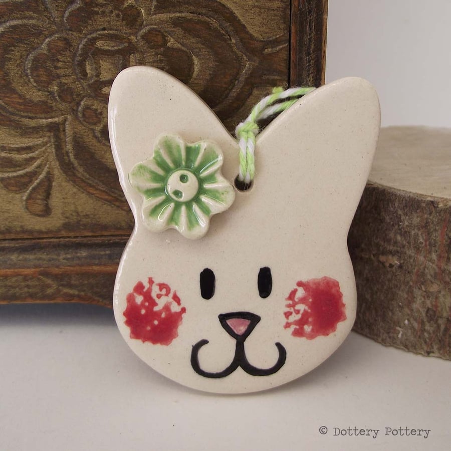 Pottery Bunny hanging decoration ceramic rabbit cute bunny