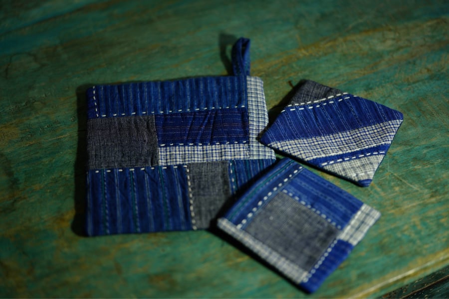 Handmade Fabric Coaster and Pot Holder Set