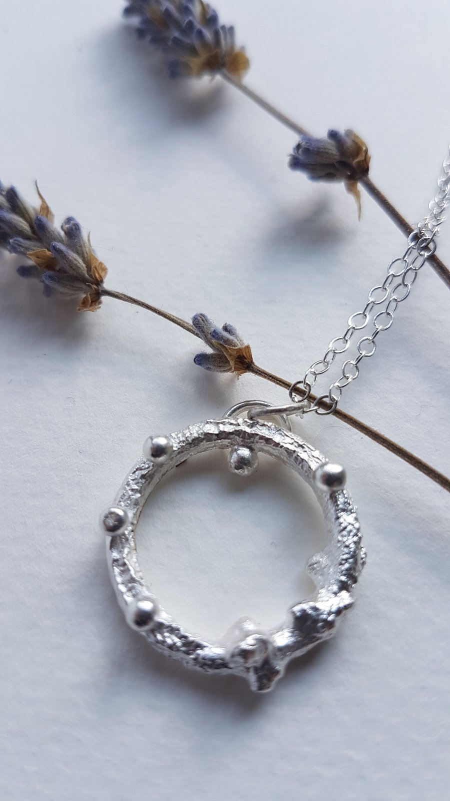 Molten silver circle bobble necklace - pendant only